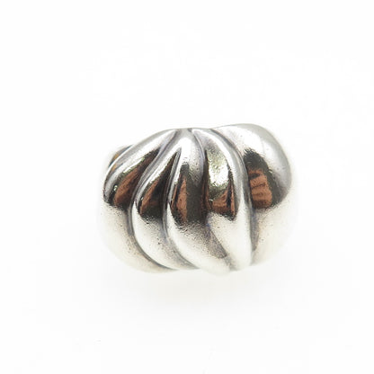 925 Sterling Silver Vintage Mexico Modernist Dome Oxidized Ring Size 7.25