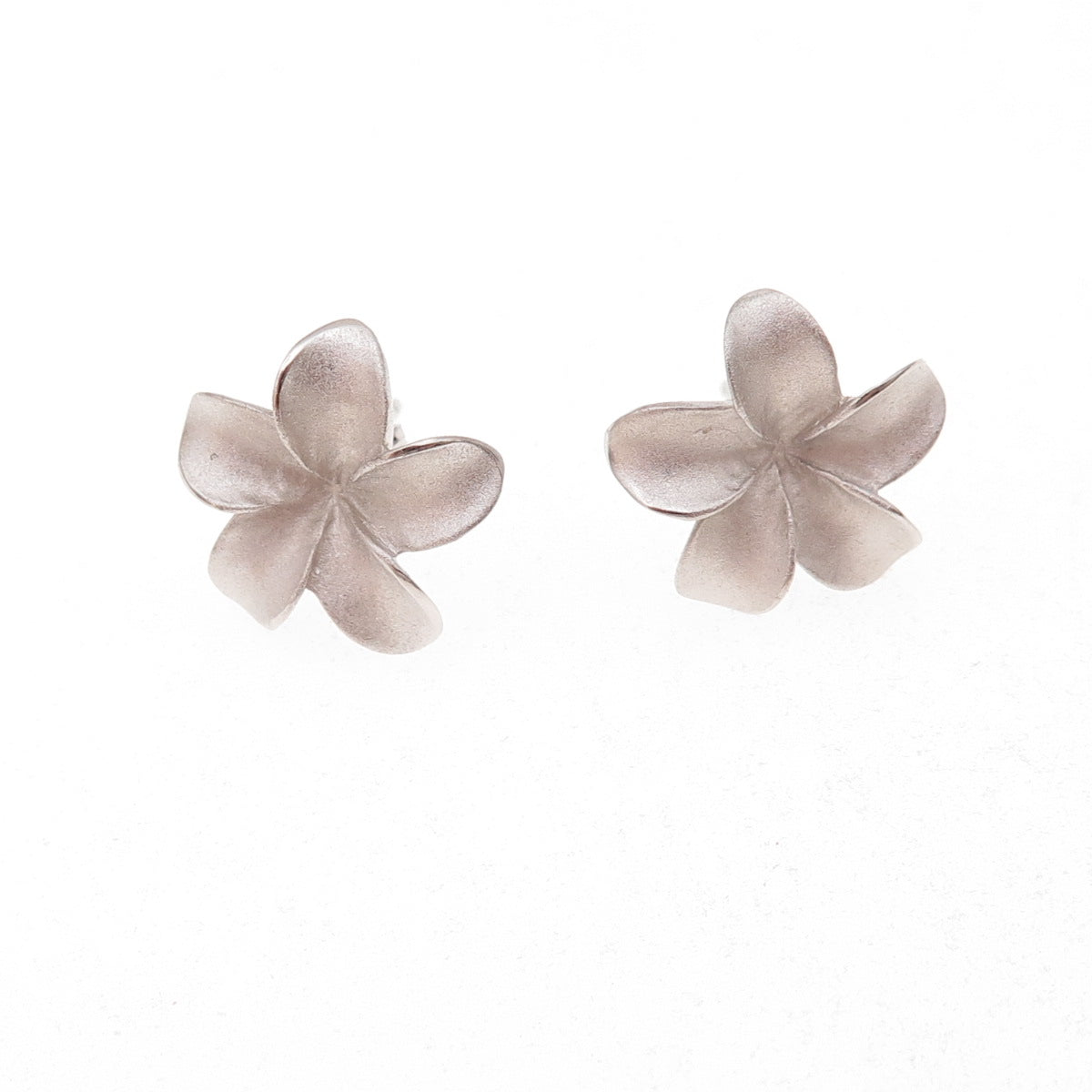 925 Sterling Silver Hawaiian Plumeria Flower Stud Earrings