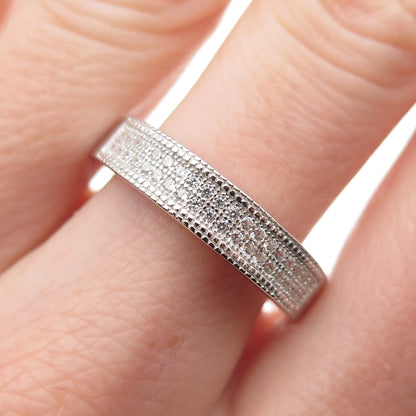 925 Sterling Silver Round-Cut C Z Band Ring Size 9.25