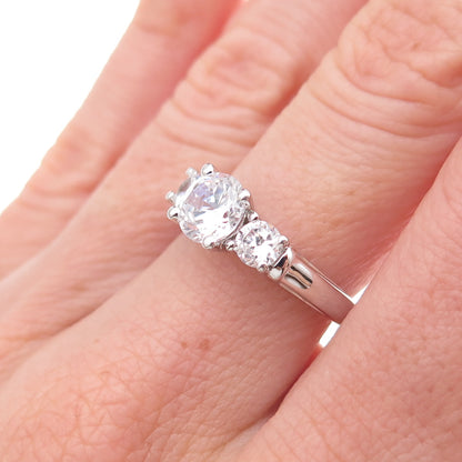 925 Sterling Silver Round-Cut C Z Engagement Ring Size 6.75