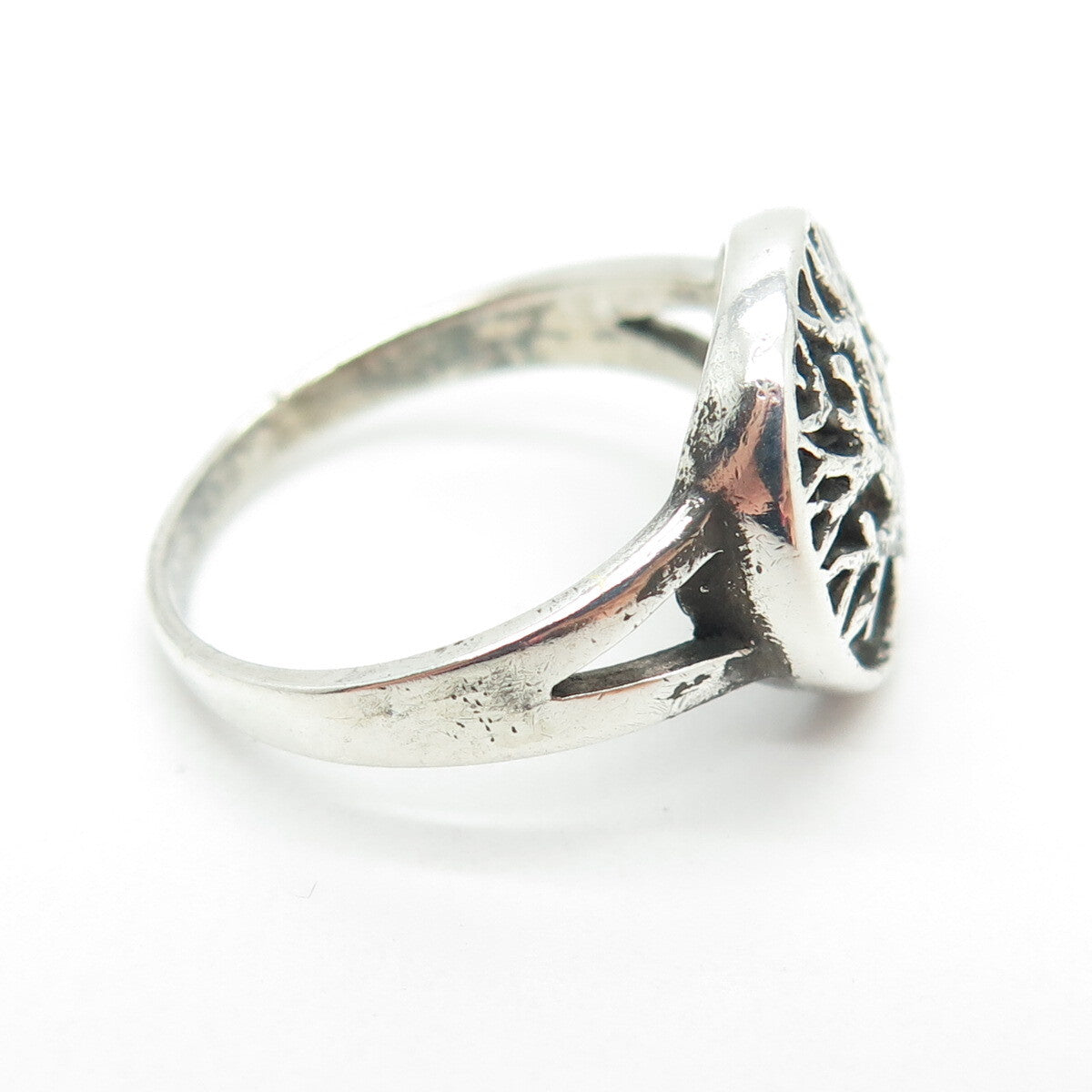 925 Sterling Silver Vintage Tree of Life Ring Size 8.75