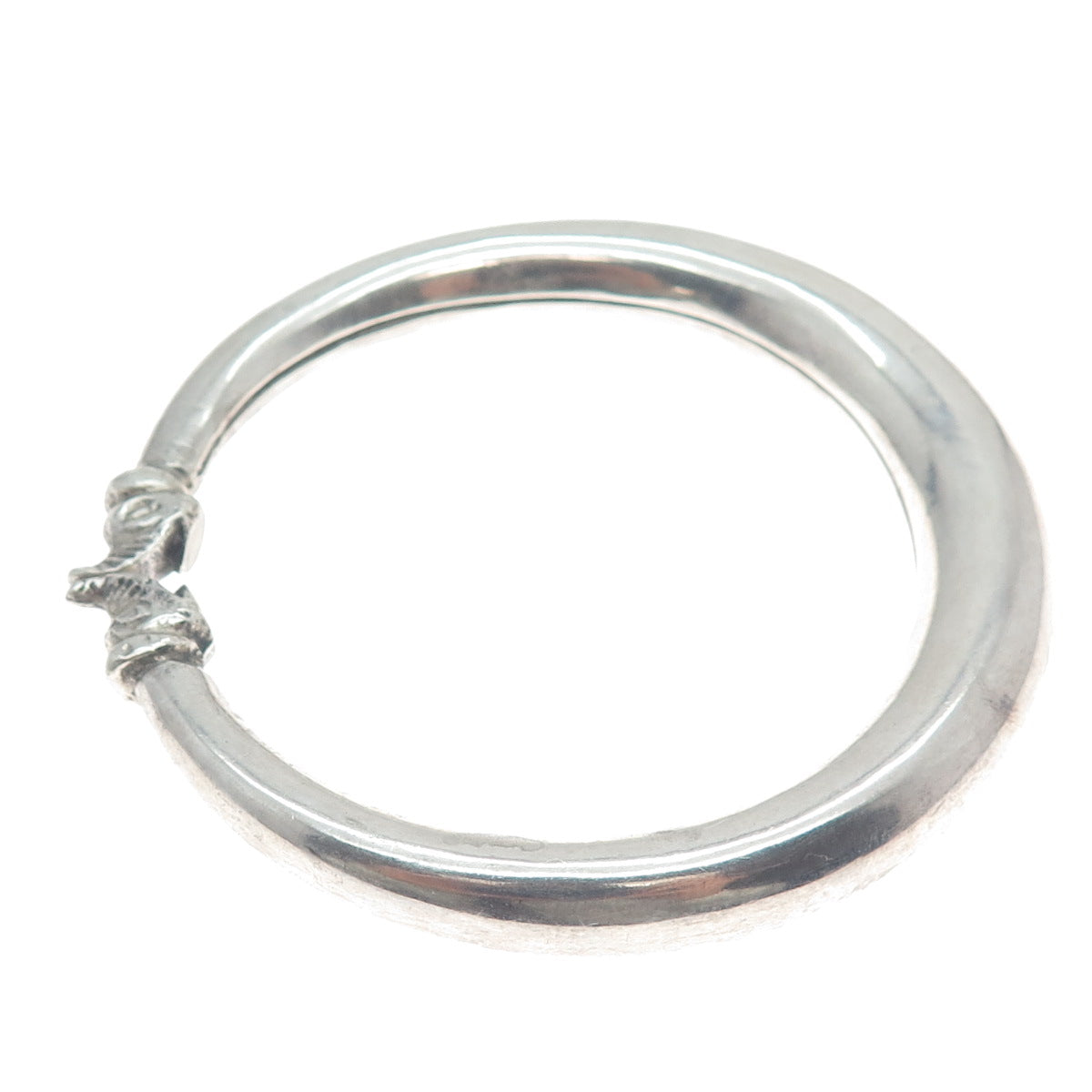 925 Sterling Silver Vintage Crescent Modernist Bangle Bracelet 7.75"