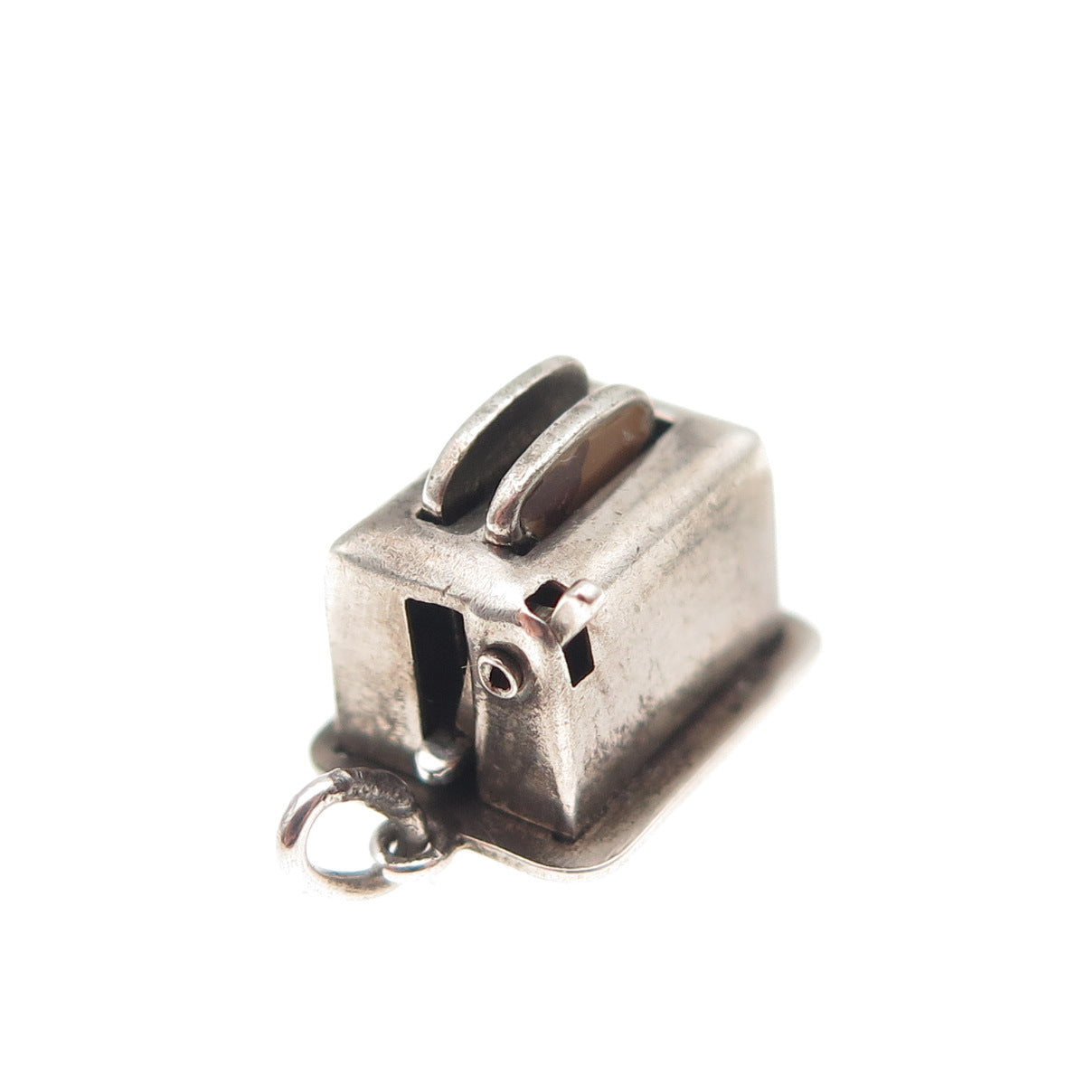 925 Sterling Silver Antique Art Deco Toaster Movable 3D Mini Charm Pendant