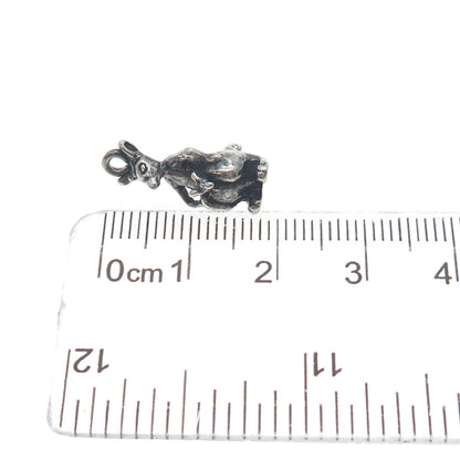 925 Sterling Silver Vintage Kangaroo Oxidized Minimalist 3D Charm Pendant