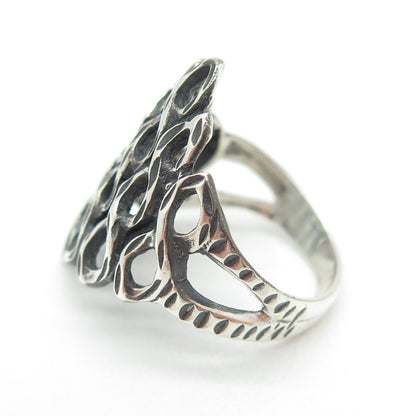 925 Sterling Silver Vintage Southwestern Twisted Link Oxidized Ring Size 6