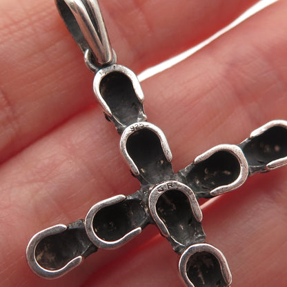925 Sterling Silver Vintage Skull Cross Oxidized Gothic Pendant