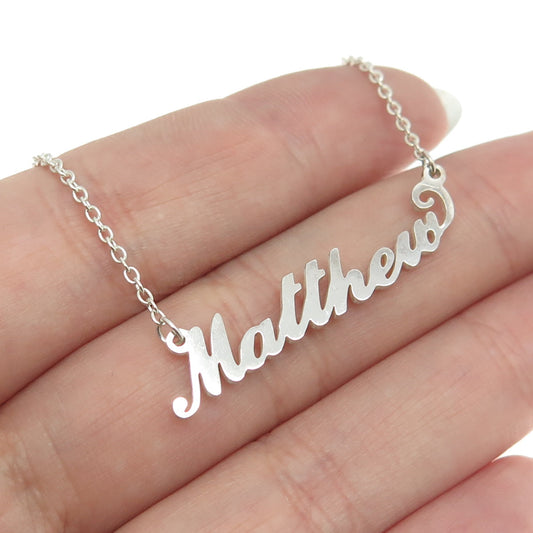 925 Sterling Silver "Matthew" Personalized Cable Chain Necklace 16"