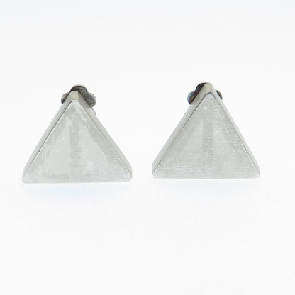 925 Sterling Silver Vintage Poland Modernist Triangle Clip On Earrings