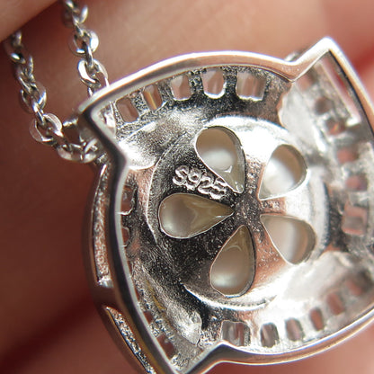 925 Sterling Silver Real Pearl & Baguette-Cut C Z Cable Chain Necklace 16"