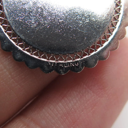 925 Sterling Silver Vintage Mother Angel Round Swirl Pendant