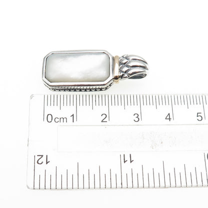 ROSS SIMONS 925 Sterling Silver 14K Gold Vintage Real MOP Oxidized Pendant