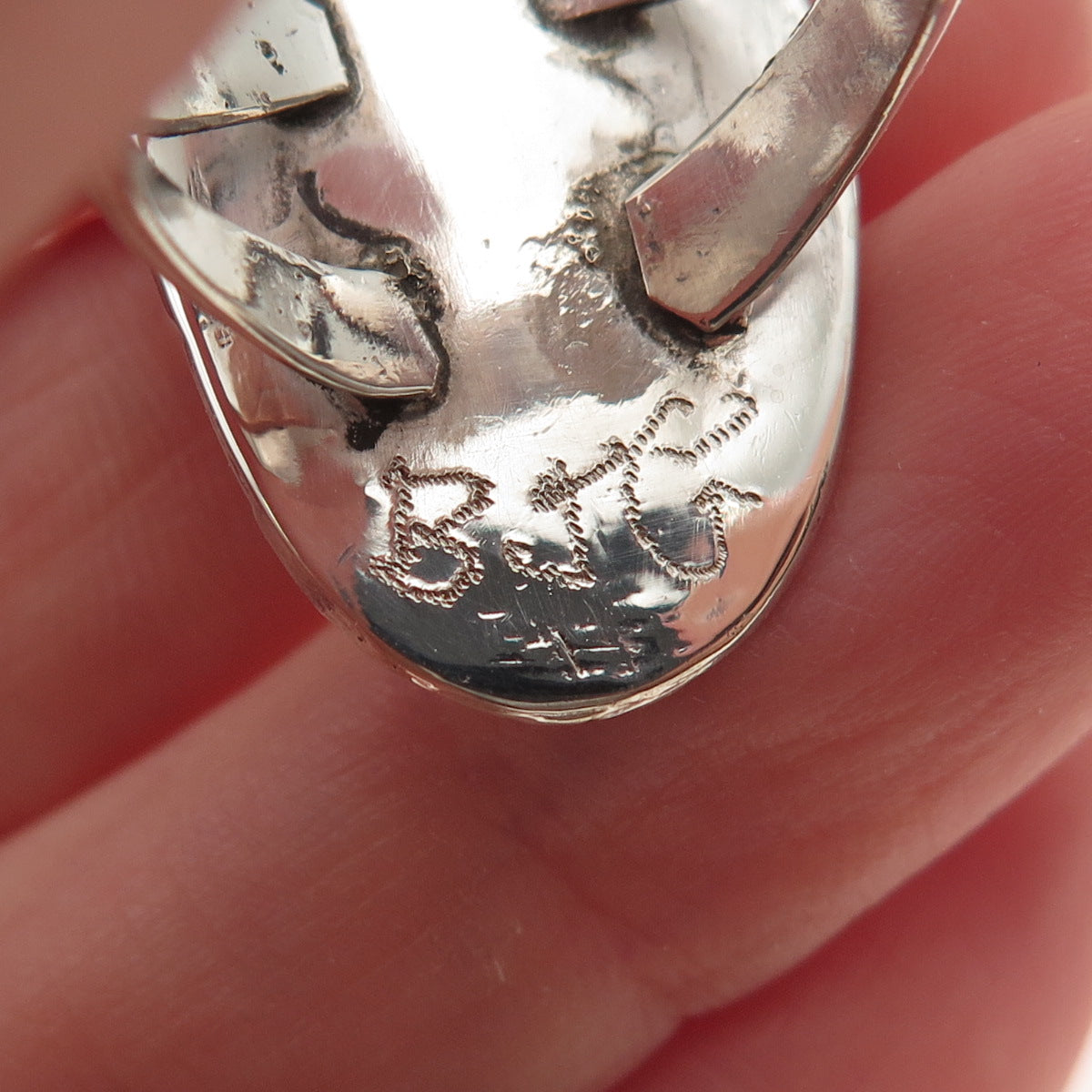 B.J. Guerro Navajo Old Pawn 925 Sterling Silver Vintage Turquoise Ring Size 6.75