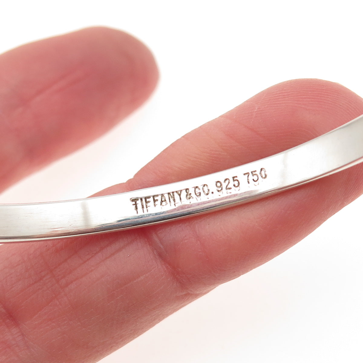 TIFFANY & CO. 925 Sterling Silver 18K Gold Vintage Hook Bangle Bracelet 6.25"