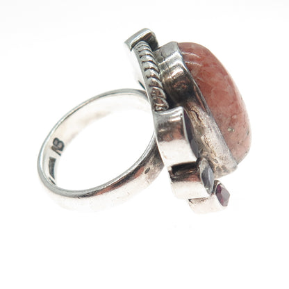 NICKY BUTLER 925 Sterling Vintage Rhodochrosite Moonstone Amethyst Ring Size 6.5
