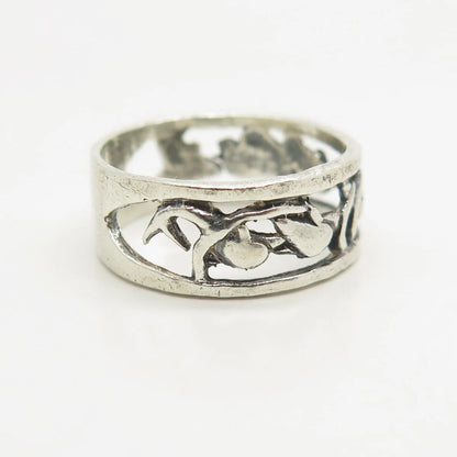 925 Sterling Silver Vintage Friendly Dolphin Band Ring Size 6.5