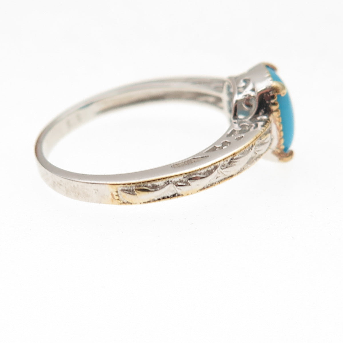 Chuck Clemency 925 Sterling 2-Tone Real Sleeping Beauty Turquoise Ring Size 8.25