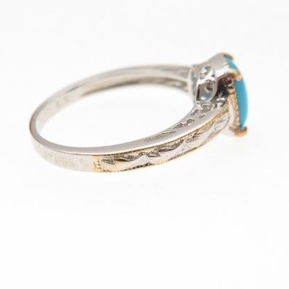 Chuck Clemency 925 Sterling 2-Tone Real Sleeping Beauty Turquoise Ring Size 8.25