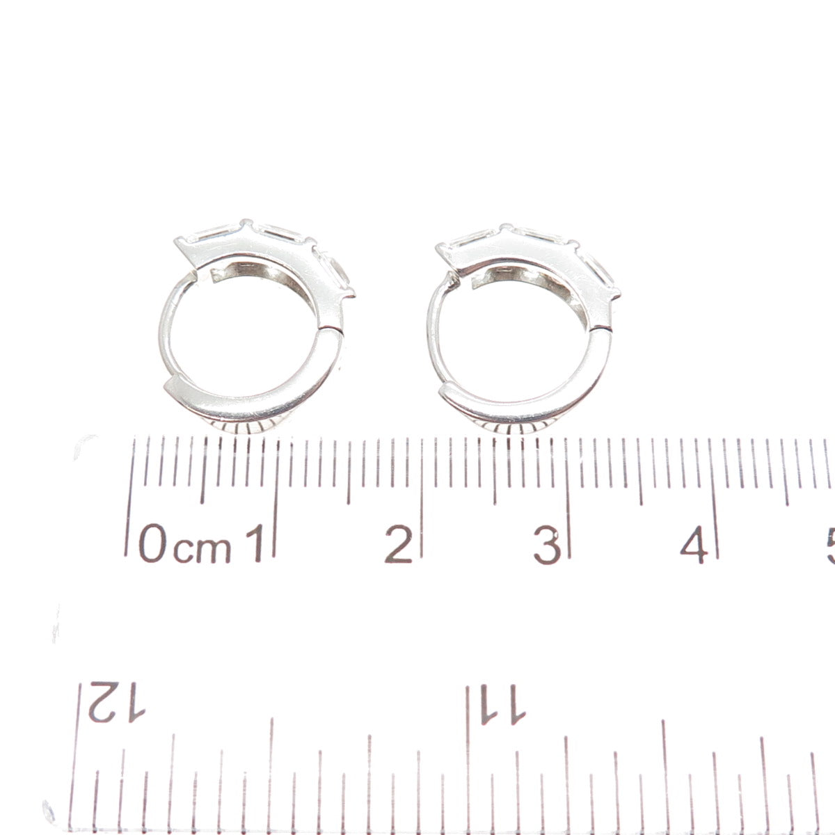 925 Sterling Silver Princess-Cut C Z Hoop Earrings