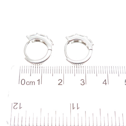 925 Sterling Silver Princess-Cut C Z Hoop Earrings