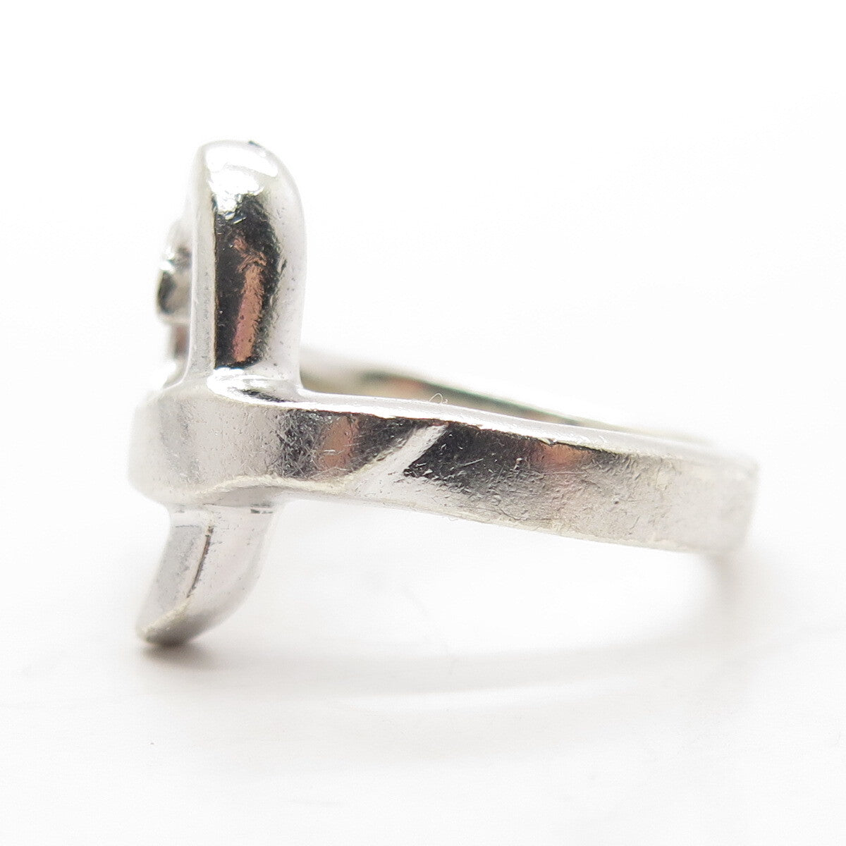925 Sterling Silver Vintage Open Heart Ring Size 8