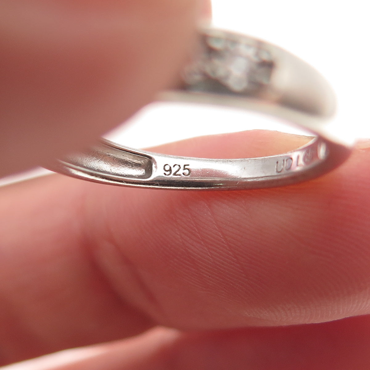 925 Sterling Silver Real Round-Cut Diamond Half Eternity Ring Size 6.25