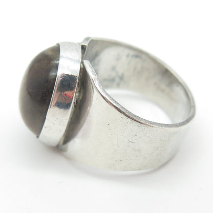 KEN BER 925 Sterling Silver Vintage Real Tiger Eye Modernist Ring Size 7.25