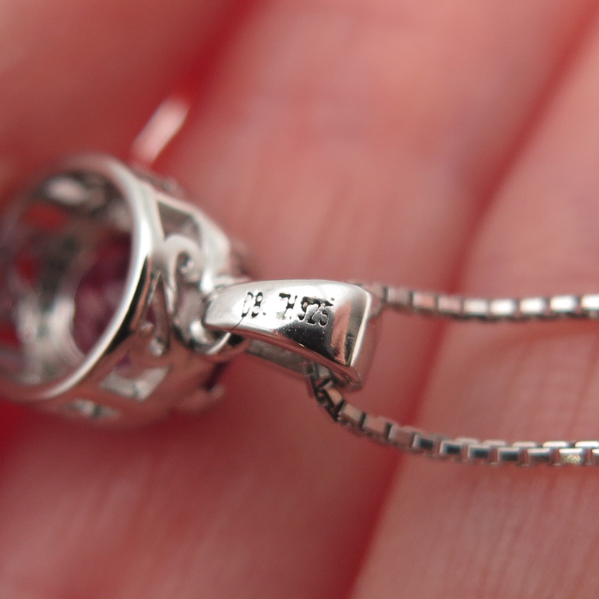 DEE BERKLE Sterling Silver Lab-Created Peacock Sapphire Box Chain Necklace 16"