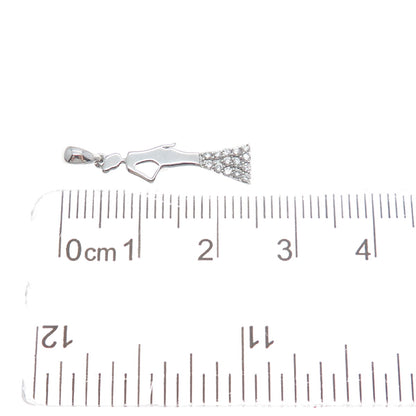 925 Sterling Silver Round-Cut C Z Lady Gala Dress Minimalist Charm Pendant