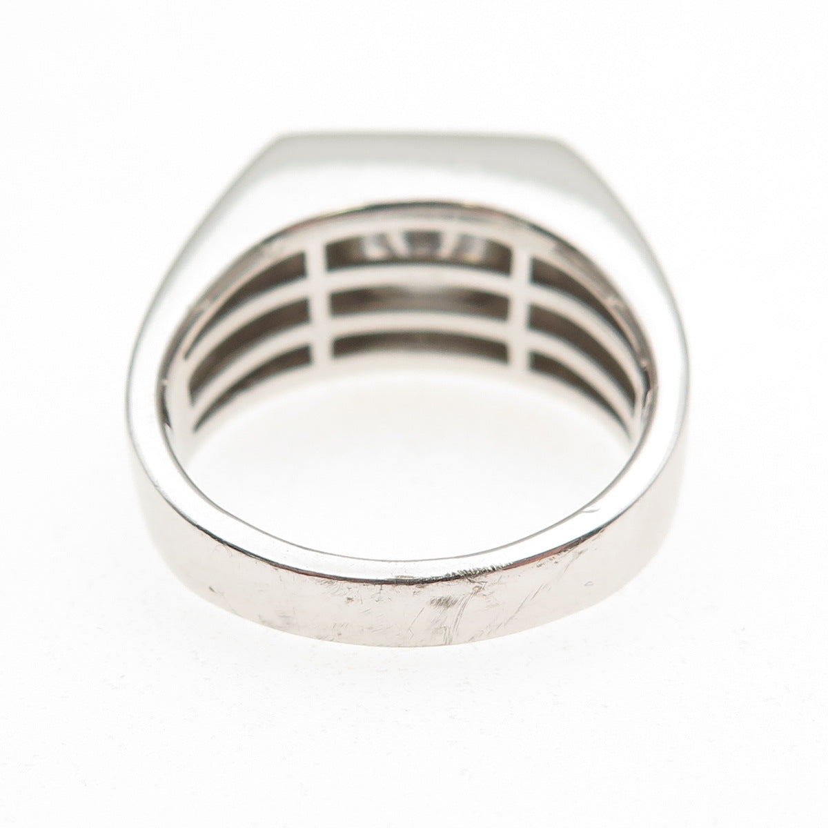 925 Sterling Silver Round-Cut C Z Signet Ring Size 9.25
