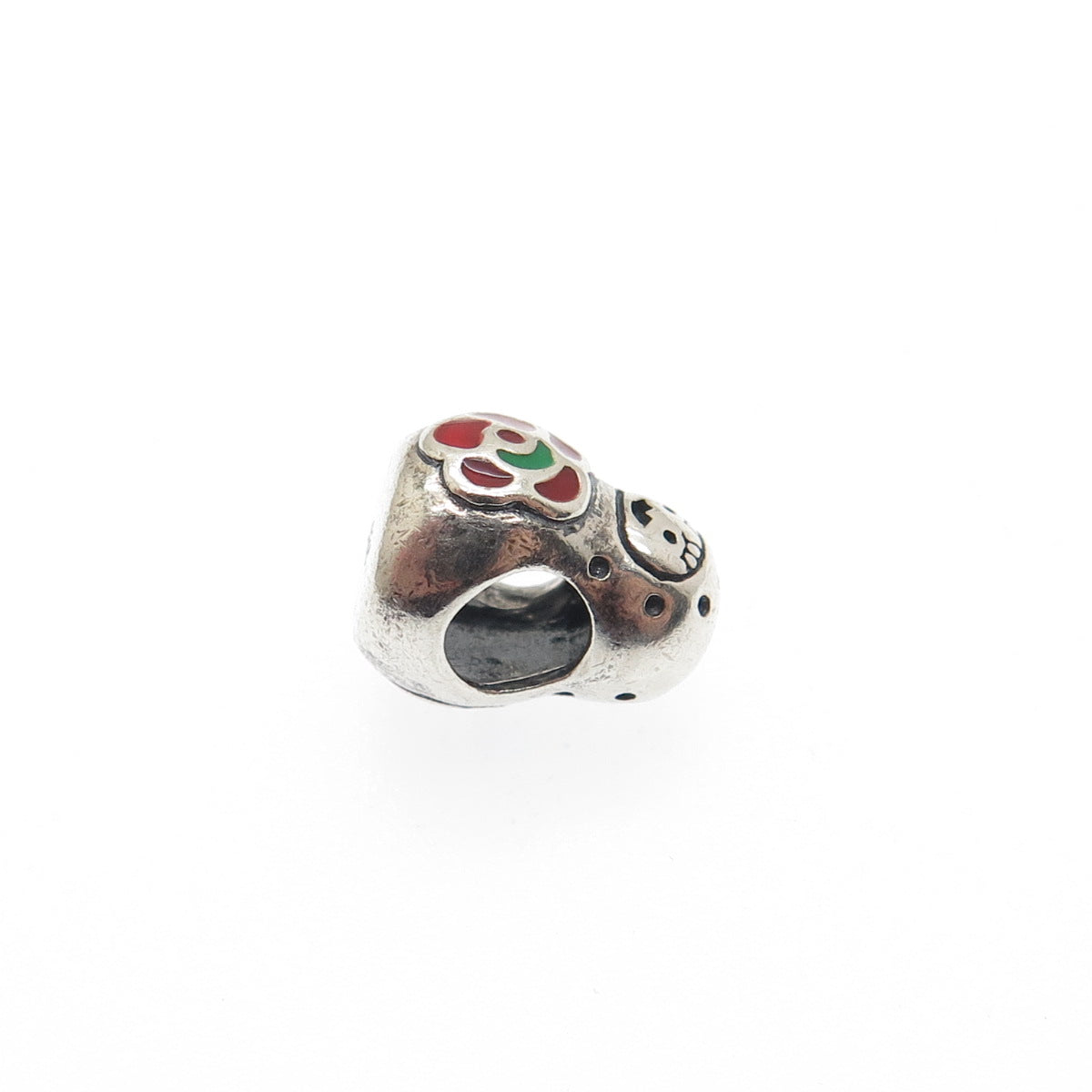 925 Sterling Silver Vintage Enamel Flower Baby Doll Bead Charm