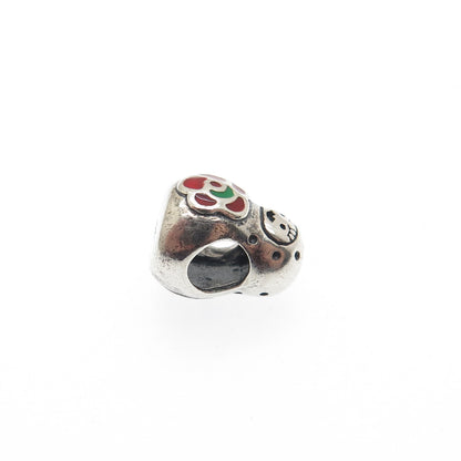 925 Sterling Silver Vintage Enamel Flower Baby Doll Bead Charm