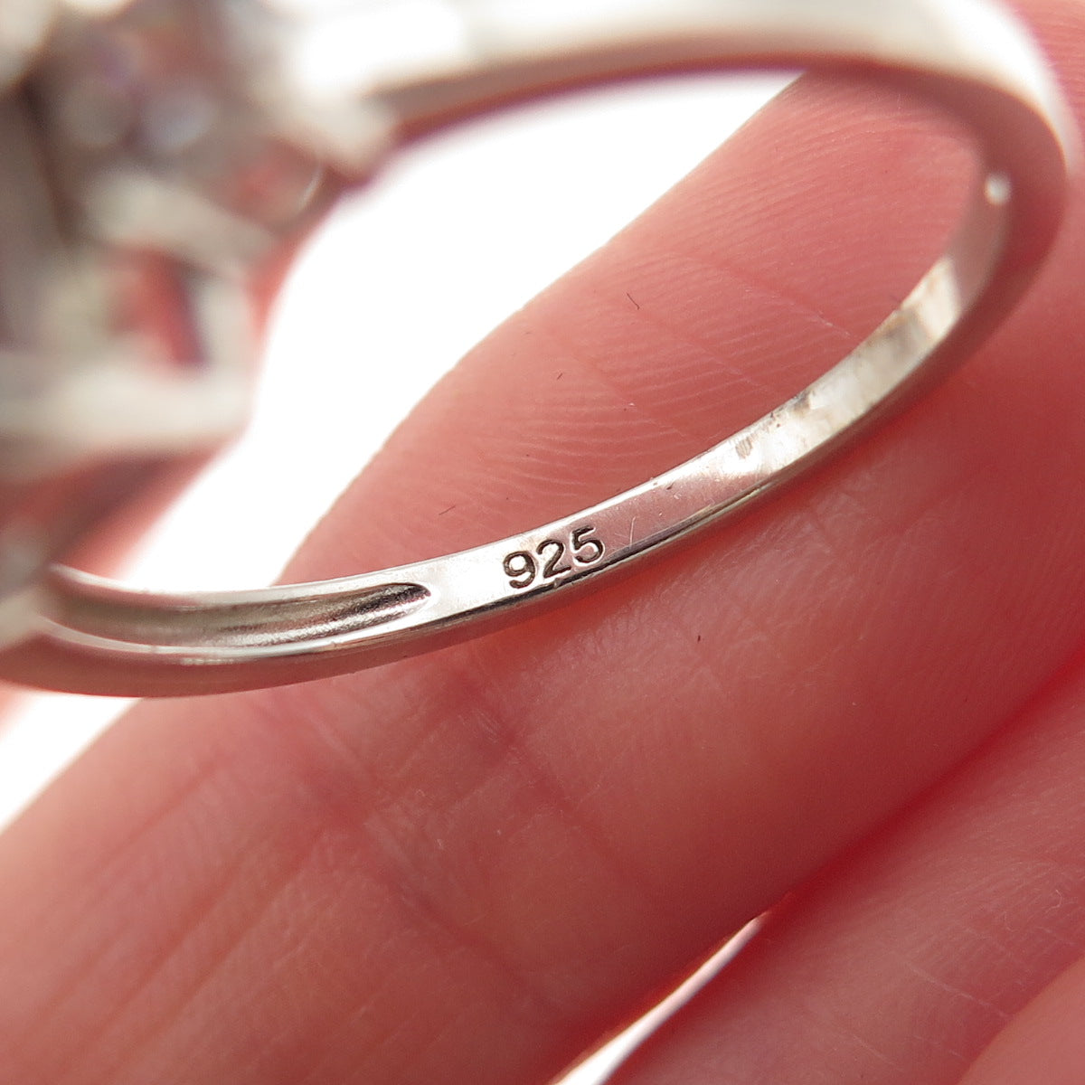 925 Sterling Silver Real Mystic Quartz & C Z Ring Size 10