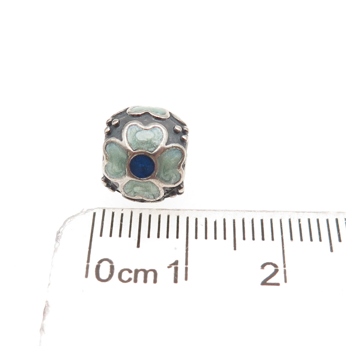 Pandora 925 Sterling Silver Enamel Blue Daisy Slide Bead Charm