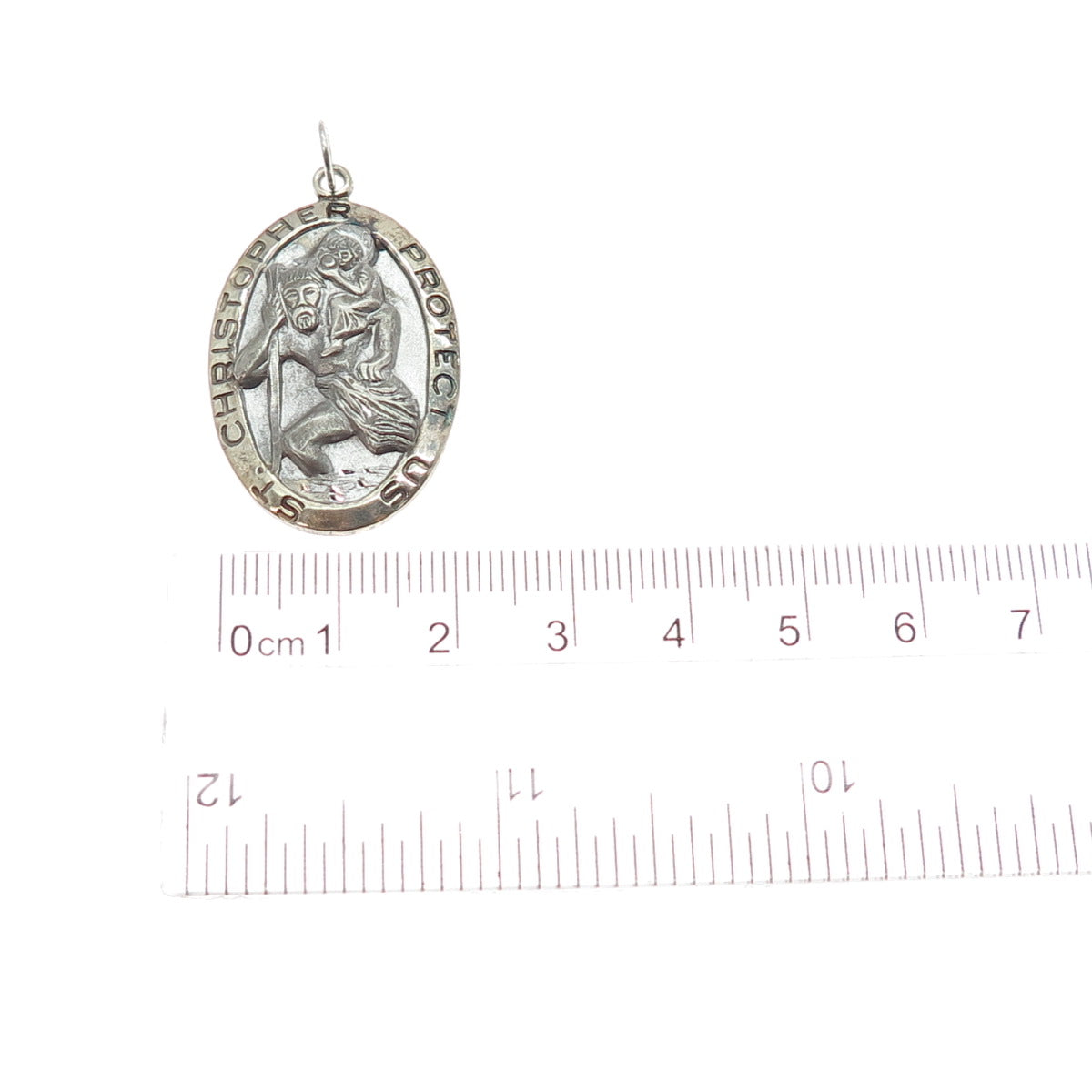 925 Sterling Silver Vintage St. Christopher Religious Medal Charm Pendant