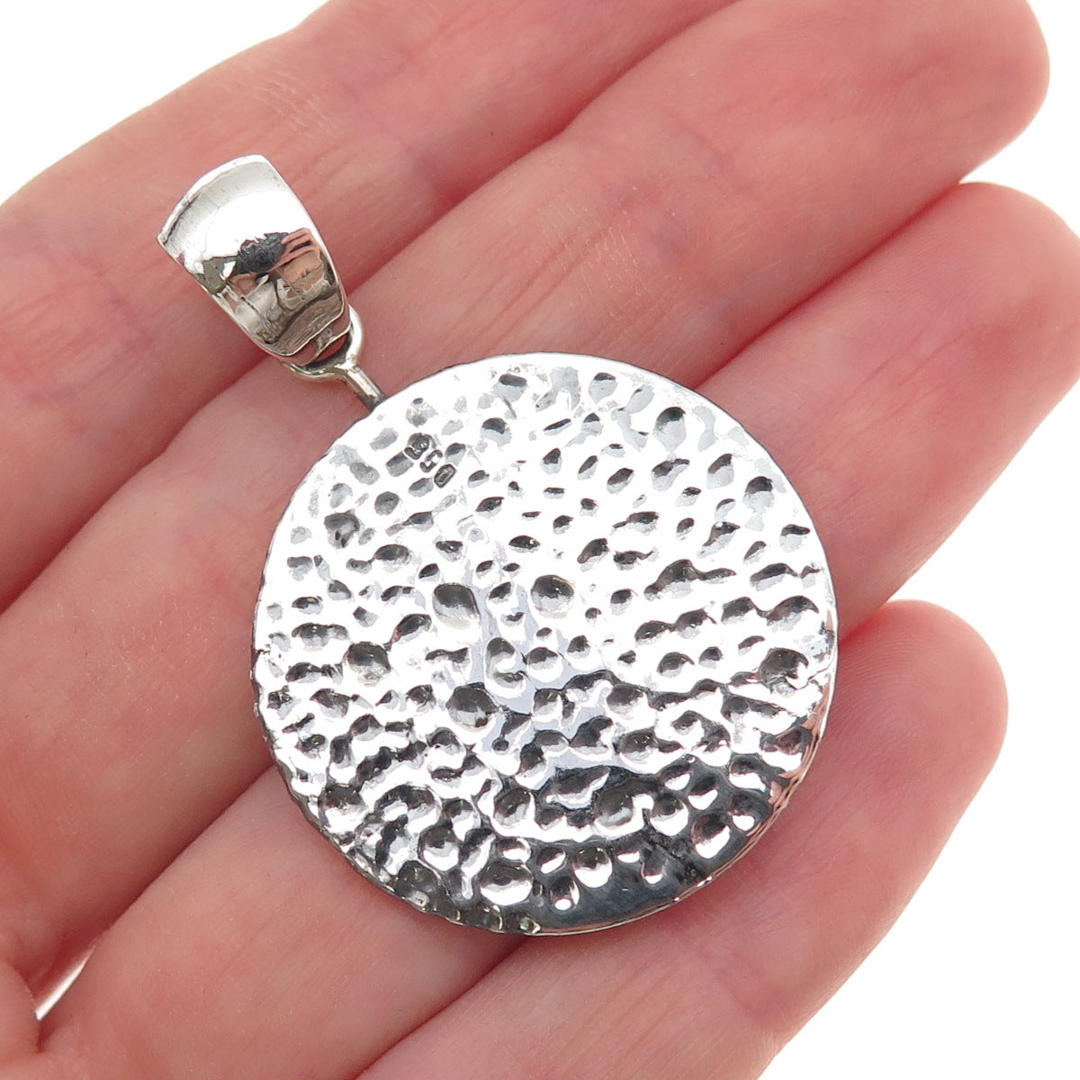 950 Silver Vintage Modernist Nugget Spiral Oxidized Charm Pendant