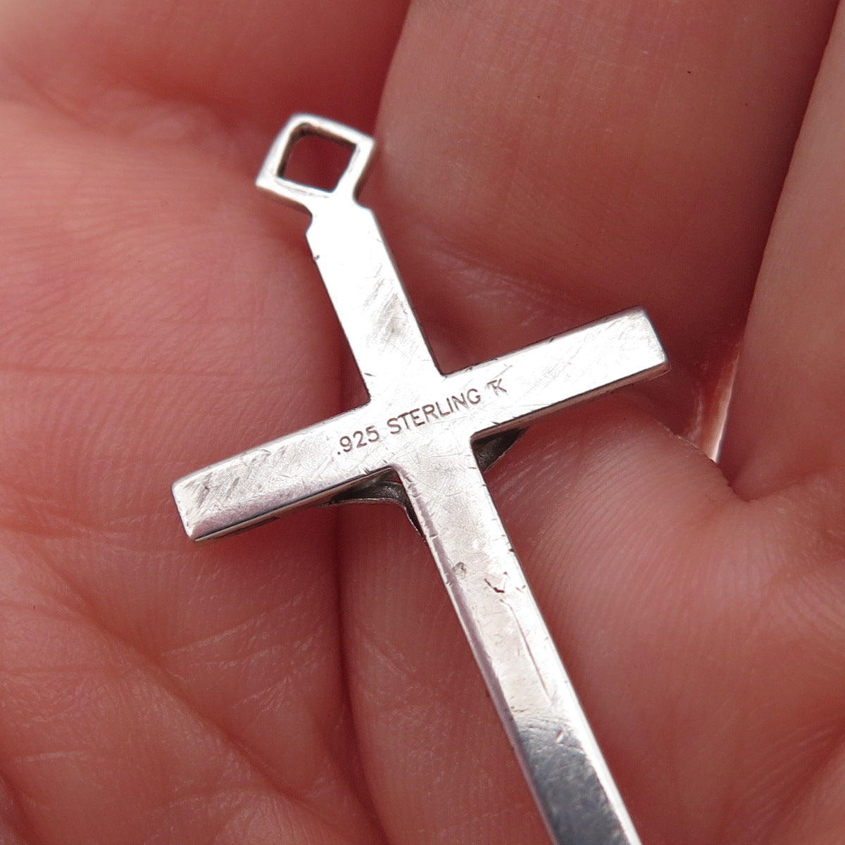 Tru-Kay 925 Sterling Silver Vintage Crucifix Cross Charm Pendant