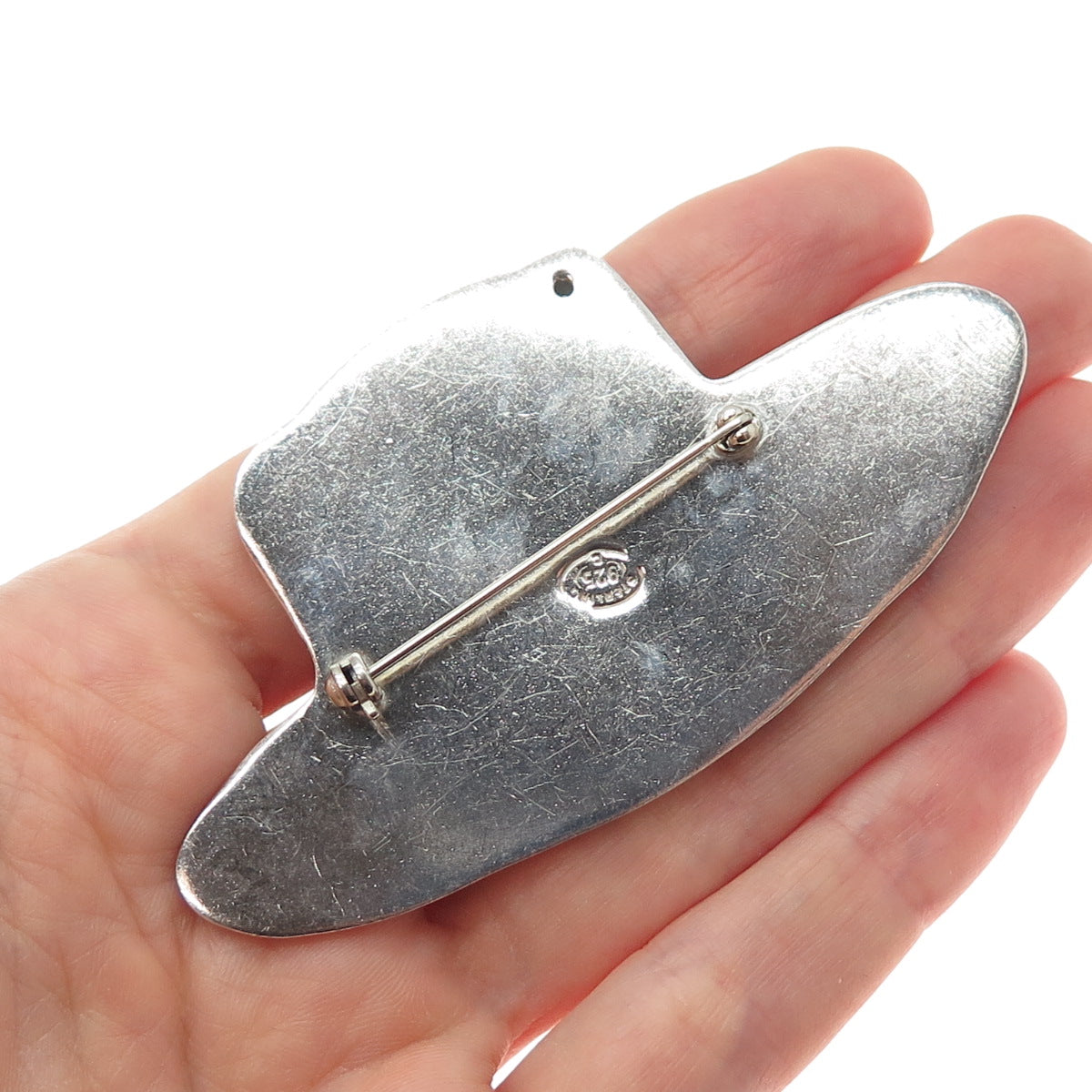 925 Sterling Silver Vintage Fedora Hat Pin Brooch