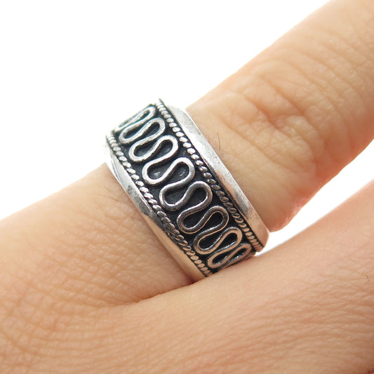 BOMA 925 Sterling Silver Vintage Zig Zag Oxidized Band Ring Size 6.25