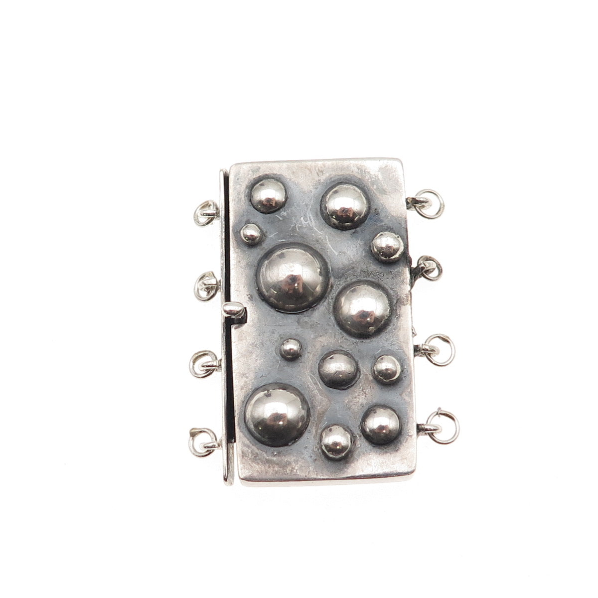 925 Sterling Silver Vintage Bubble Bracelet / Necklace Box Lock Clasp