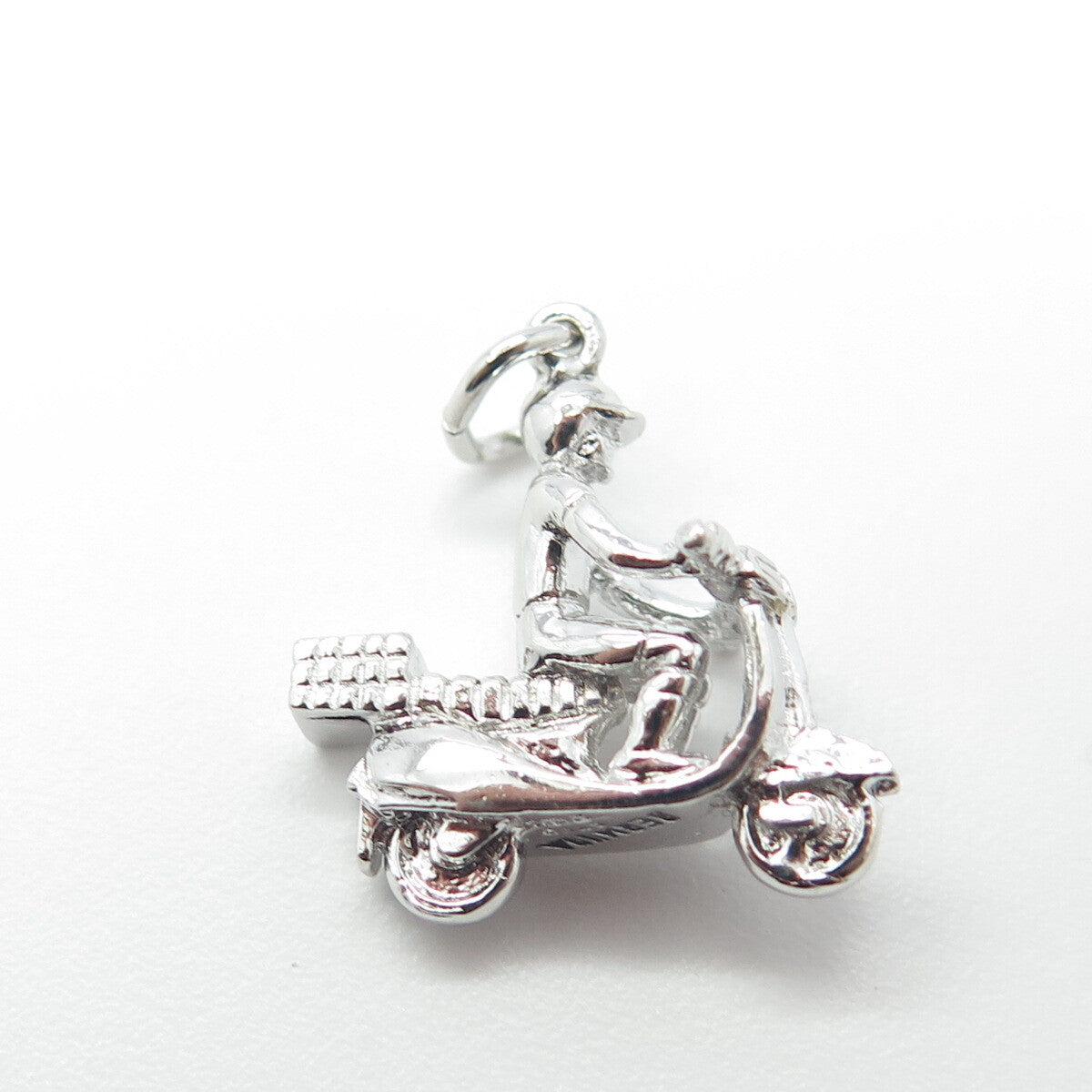 925 Sterling Silver Vintage Bermuda Man On A Motor Scooter Charm Pendant