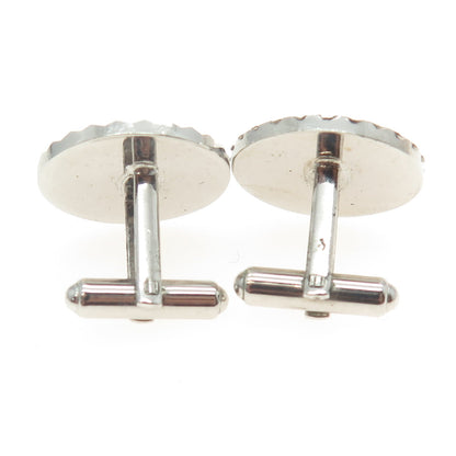 925 Sterling Silver Vintage P.R.K. Modernist Round Cufflinks