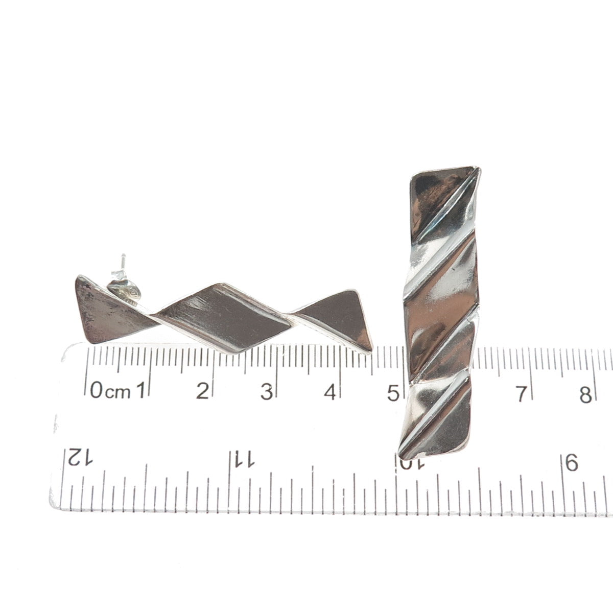 VICTOR ALFARO 925 Sterling Silver Vintage Modernist Bar Drop Earrings