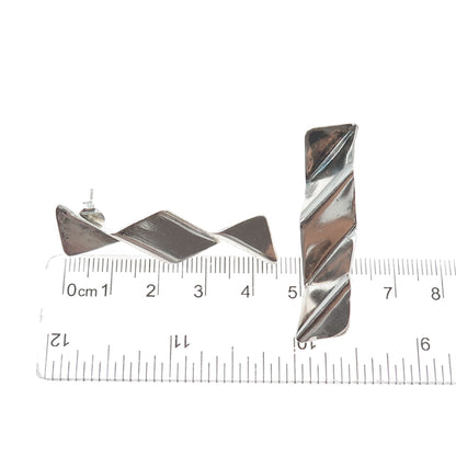 VICTOR ALFARO 925 Sterling Silver Vintage Modernist Bar Drop Earrings