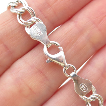 925 Sterling Silver Vintage Italy Double Curb Link Bracelet 7.25"