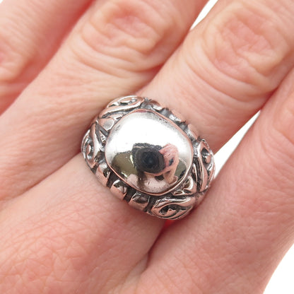 925 Sterling Silver Vintage Modernist Butterfly Oxidized Ring Size 7.5