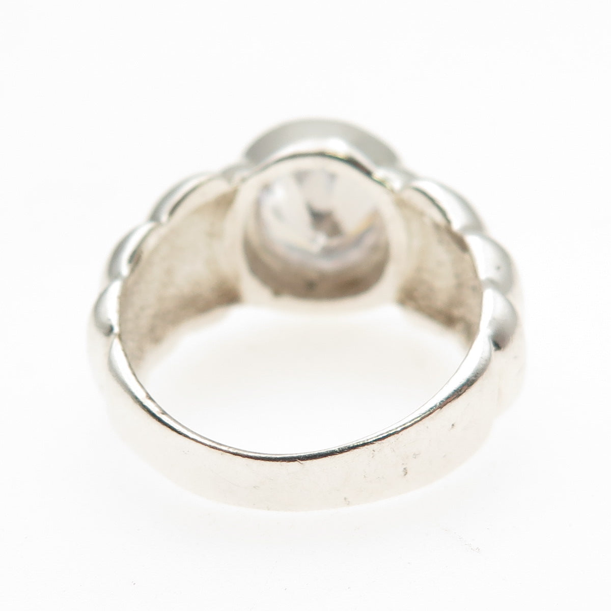 925 Sterling Silver Vintage Oval-Cut C Z Modernist Ring Size 7.25