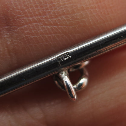 925 Sterling Silver Vintage Modernist Station Bar Chain Oxidized Necklace 32"