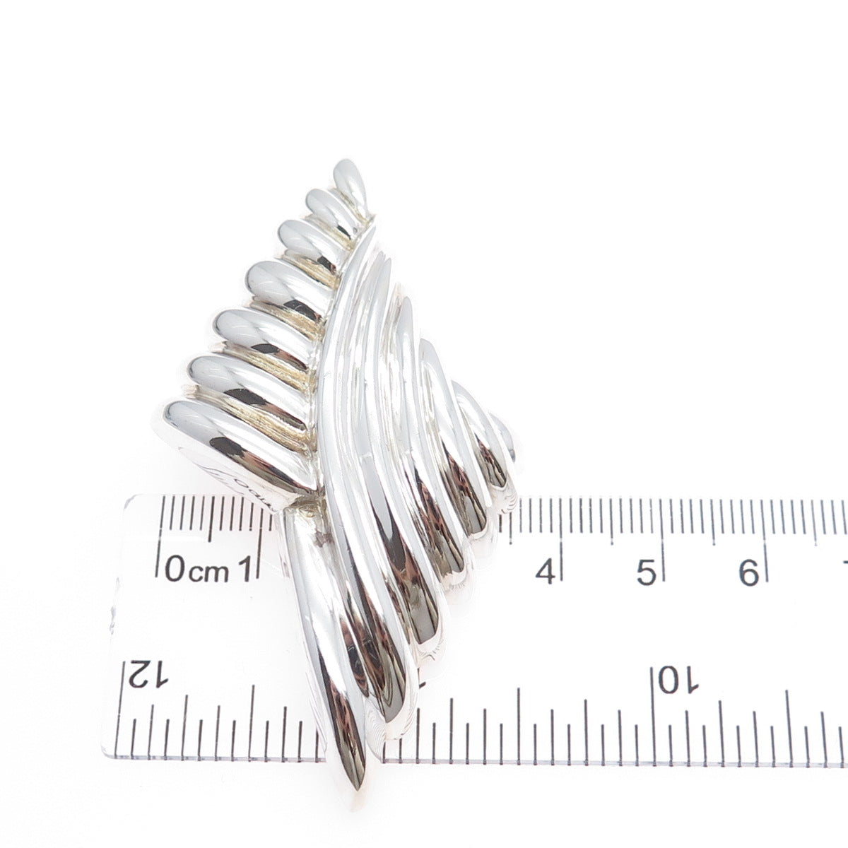 KRYPELL 925 Sterling Silver Vintage Modernist Oxidized Pin Brooch