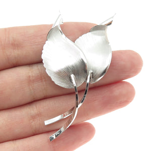 TURIN INC 925 Sterling Silver Vintage Couple of Leafs Pin Brooch
