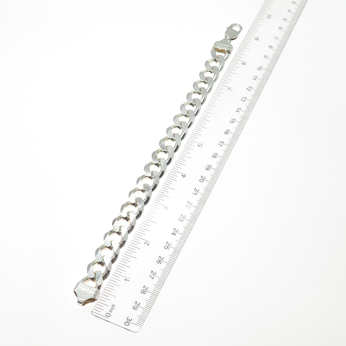 925 Sterling Silver Vintage Italy Curb Link Heavy 62.5g Bracelet 8.75"
